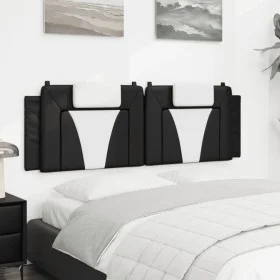 Padded headboard in black and white synthetic leather, 160 cm. by , Headboards and footboards - Ref: Foro24-374802, Price: 60...