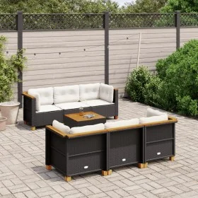 7-piece garden sofa set with black synthetic rattan cushions by , Garden sets - Ref: Foro24-3261737, Price: 513,06 €, Discoun...