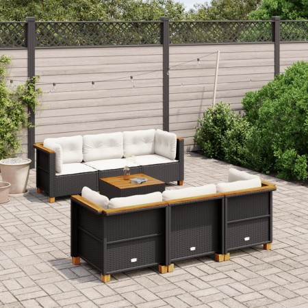 7-piece garden sofa set with black synthetic rattan cushions by , Garden sets - Ref: Foro24-3261737, Price: 473,42 €, Discoun...