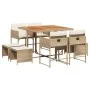 Garden dining set 9 pieces with beige synthetic rattan cushions by , Garden sets - Ref: Foro24-3278091, Price: 476,87 €, Disc...