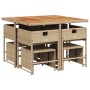 Set comedor de jardín 9 pzas con cojines ratán sintético beige de , Conjuntos de jardín - Ref: Foro24-3278091, Precio: 365,57...