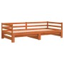 Solid pine wood brown wax trundle sofa bed 90x190 cm by , Beds and slatted bases - Ref: Foro24-847160, Price: 138,44 €, Disco...