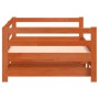 Solid pine wood brown wax trundle sofa bed 90x190 cm by , Beds and slatted bases - Ref: Foro24-847160, Price: 138,44 €, Disco...