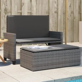 Garden bench with gray synthetic rattan cushions and footrest by , garden benches - Ref: Foro24-368409, Price: 258,30 €, Disc...