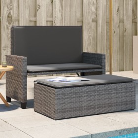 Gartenbank mit Kissen und Fußstütze aus grauem synthetischem Rattan von , Gartenbänke - Ref: Foro24-368409, Preis: 243,90 €, ...