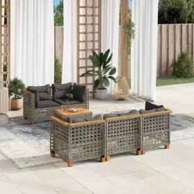 6-piece garden furniture set with gray synthetic rattan cushions by , Garden sets - Ref: Foro24-3261735, Price: 509,46 €, Dis...