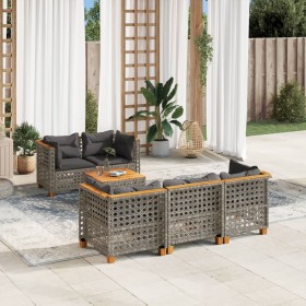 Gartenmöbel-Set 6-teilig mit grauen Polstern aus synthetischem Rattan von , Gartensets - Ref: Foro24-3261735, Preis: 520,07 €...