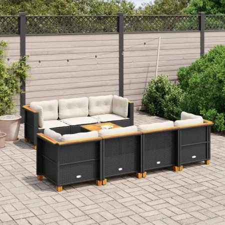Garden sofa set with 8 pieces of black synthetic rattan and cushions. by , Garden sets - Ref: Foro24-3261749, Price: 594,49 €...