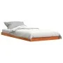 Solid pine wood bed frame in brown wax finish 90x190 cm by , Beds and slatted bases - Ref: Foro24-847157, Price: 57,45 €, Dis...
