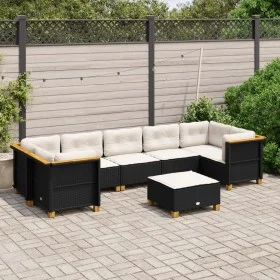 Garden sofa set with 8 pieces of black synthetic rattan and cushions. by , Garden sets - Ref: Foro24-3261761, Price: 588,29 €...