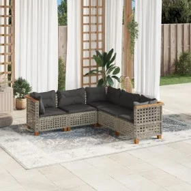 Gartensofagarnitur mit 5-teiligen Kissen aus grauem synthetischem Rattan. von , Gartensets - Ref: Foro24-3261825, Preis: 441,...