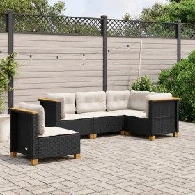 5-piece garden furniture set with black synthetic rattan cushions by , Garden sets - Ref: Foro24-3261833, Price: 413,54 €, Di...