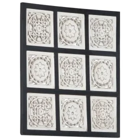 Handgeschnitztes MDF-Wandpaneel schwarz und weiß 60x60x1,5 cm von vidaXL, Wandverkleidung - Ref: Foro24-321657, Preis: 37,33 ...