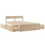Solid pine wood bed frame with drawers 120x200 cm by , Beds and slatted bases - Ref: Foro24-3282351, Price: 261,86 €, Discoun...