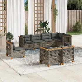 Set of garden sofas and cushions 8 pieces synthetic rattan gray by , Garden sets - Ref: Foro24-3261903, Price: 705,83 €, Disc...