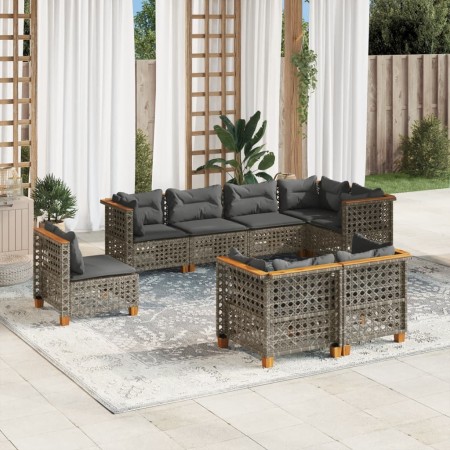 Set of garden sofas and cushions 8 pieces synthetic rattan gray by , Garden sets - Ref: Foro24-3261903, Price: 706,93 €, Disc...