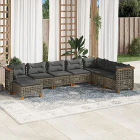 Set of garden sofas and cushions 8 pieces synthetic rattan gray by , Garden sets - Ref: Foro24-3261957, Price: 667,79 €, Disc...