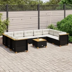 Garden sofa set 10 pieces with black synthetic rattan cushions by , Garden sets - Ref: Foro24-3261983, Price: 776,49 €, Disco...