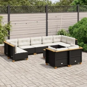 Garden sofa set 10 pieces with black synthetic rattan cushions by , Garden sets - Ref: Foro24-3261995, Price: 776,49 €, Disco...