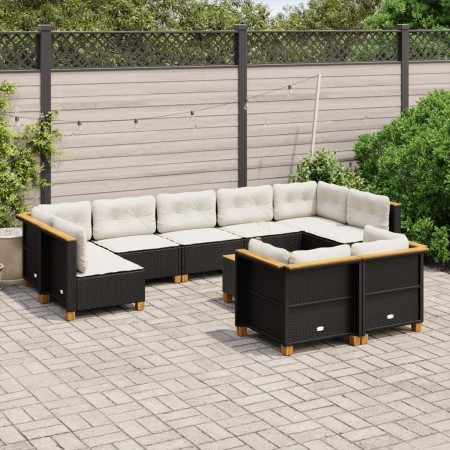 Set de sofás de jardín 10 pzas cojines ratán sintético negro de , Conjuntos de jardín - Ref: Foro24-3261995, Precio: 652,08 €...