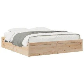 Solid pine wood bed frame 180x200 cm by , Beds and slatted bases - Ref: Foro24-3282366, Price: 199,59 €, Discount: %