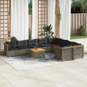 Set de sofás de jardín 10 pzas con cojines ratán sintético gris de , Conjuntos de jardín - Ref: Foro24-3262011, Precio: 816,1...