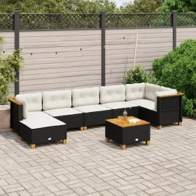 Garden sofa set with 8 pieces of black synthetic rattan and cushions. by , Garden sets - Ref: Foro24-3261929, Price: 596,70 €...