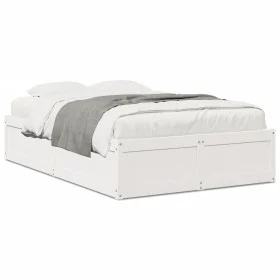 Solid white pine wood bed frame 120x200 cm by , Beds and slatted bases - Ref: Foro24-3282379, Price: 212,88 €, Discount: %