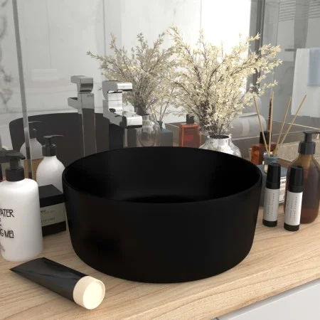 Matte black round ceramic luxury washbasin 40x15 cm by vidaXL, Sinks - Ref: Foro24-147019, Price: 67,46 €, Discount: %