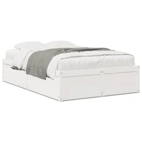 Estructura de cama madera maciza de pino blanco 135x190 cm de , Camas y somieres - Ref: Foro24-3282385, Precio: 203,67 €, Des...