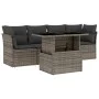 Gartensofagarnitur mit 5-teiligen Kissen aus grauem synthetischem Rattan. von , Gartensets - Ref: Foro24-3266350, Preis: 327,...