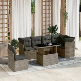Gartensofa-Set, 7-teilig, mit grauen Polstern aus synthetischem Rattan von , Gartensets - Ref: Foro24-3266620, Preis: 452,12 ...