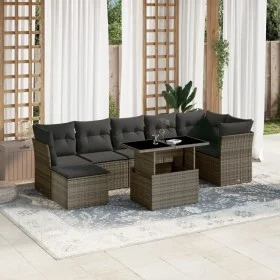 Set of garden sofas and cushions 8 pieces synthetic rattan gray by , Garden sets - Ref: Foro24-3266750, Price: 492,60 €, Disc...