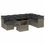 Garden furniture set 9 pieces and gray synthetic rattan cushions by , Garden sets - Ref: Foro24-3266790, Price: 547,44 €, Dis...