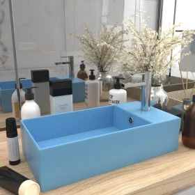 Light blue ceramic sink with overflow by vidaXL, Sinks - Ref: Foro24-146989, Price: 74,56 €, Discount: %