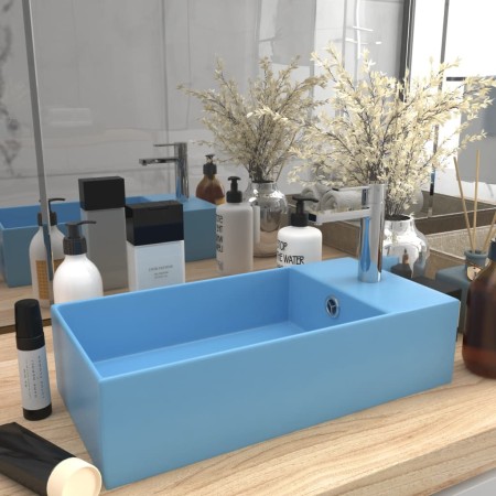 Lavabo con rebosadero cerámica azul claro de vidaXL, Lavabos - Ref: Foro24-146989, Precio: 75,72 €, Descuento: %