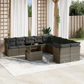Garden sofa set 11 pieces and gray synthetic rattan cushions by , Garden sets - Ref: Foro24-3266880, Price: 677,31 €, Discoun...