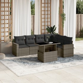7-piece garden sofa set with gray synthetic rattan cushions by , Garden sets - Ref: Foro24-3267300, Price: 464,49 €, Discount: %