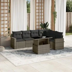 7-piece garden sofa set with gray synthetic rattan cushions by , Garden sets - Ref: Foro24-3267300, Price: 458,01 €, Discount: %