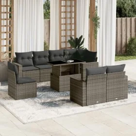 Garden furniture set 9 pieces and gray synthetic rattan cushions by , Garden sets - Ref: Foro24-3267410, Price: 606,84 €, Dis...