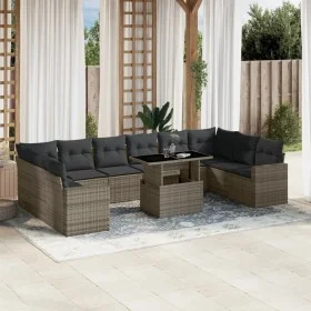 Set de sofás de jardín 11 pzas y cojines ratán sintético gris de , Conjuntos de jardín - Ref: Foro24-3267520, Precio: 686,98 ...