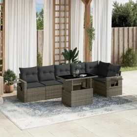 7-piece garden sofa set with gray synthetic rattan cushions by , Garden sets - Ref: Foro24-3267920, Price: 462,47 €, Discount: %