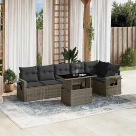 Gartensofa-Set, 7-teilig, mit grauen Polstern aus synthetischem Rattan von , Gartensets - Ref: Foro24-3267920, Preis: 476,73 ...
