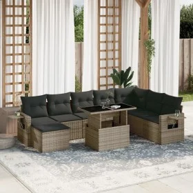 Garden furniture set 9 pieces and gray synthetic rattan cushions by , Garden sets - Ref: Foro24-3268100, Price: 559,94 €, Dis...