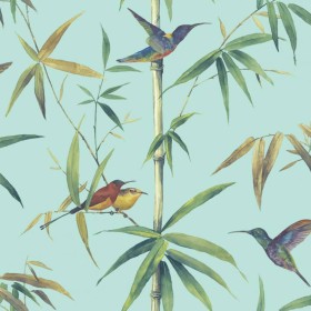 Noordwand Papel pintado Kolibri and Bamboo turques