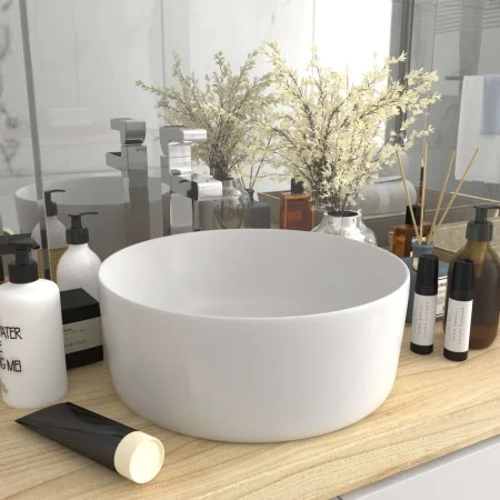 Mattweißes rundes Luxuswaschbecken aus Keramik 40x15 cm von vidaXL, Sinkt - Ref: Foro24-147009, Preis: 84,42 €, Rabatt: %