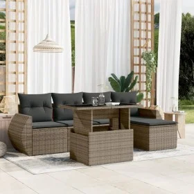 Gartenmöbel-Set 6-teilig mit grauen Polstern aus synthetischem Rattan von , Gartensets - Ref: Foro24-3268500, Preis: 406,16 €...