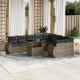 Garden sofa set 10 pieces with gray synthetic rattan cushions by , Garden sets - Ref: Foro24-3268760, Price: 708,66 €, Discou...