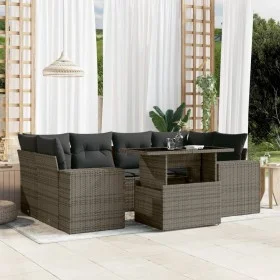 Gartensofa-Set, 7-teilig, mit grauen Polstern aus synthetischem Rattan von , Gartensets - Ref: Foro24-3269020, Preis: 494,73 ...