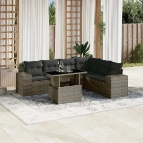 Set de sofás de jardín 7 pzas con cojines ratán sintético gris de , Conjuntos de jardín - Ref: Foro24-3269190, Precio: 486,50...